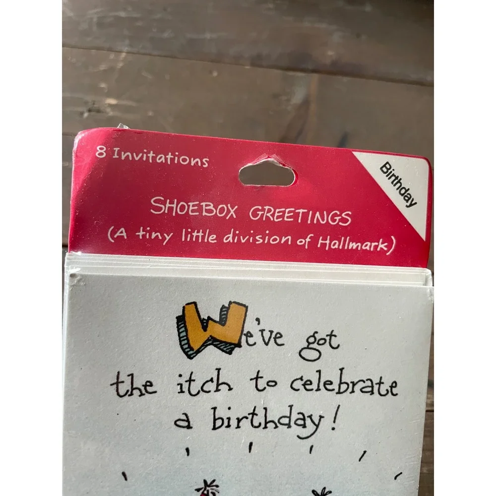 Hallmark Shoebox Greetings Birthday Invitations 8ct Multicolor Vintage Funny NEW